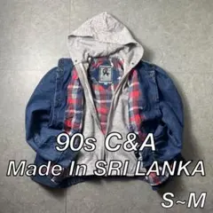 90s C&A デニム ジャケット ネル裏地 ストリート アメカジ S