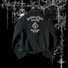 y2k opium ダブルライダースジャケット スタッズ パンク 短丈バックロゴ