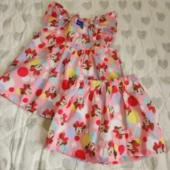 ディズニー disney ミニーちゃん 総柄ミニーマウスセットアップ90サイズ
