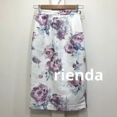 rienda リエンダ オイルペイント フラワー ジャストウエスト スカート