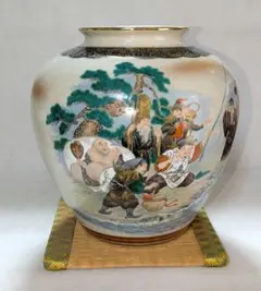 九谷焼　陶勝造　色絵七福神図美しい花瓶　大黒天毘沙門天　新品未使用 fit=scale-down,w=1200