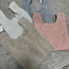 ラメ入りニットトートバッグ4点セット