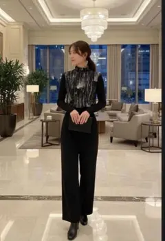 新品未使用品　タートルネック長袖トップス ブラックグレー