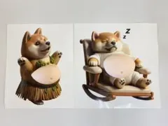 3D立体 柴犬お腹ぷにぷにシール2匹セット 可愛い 肉球 スクイーズ もっちり