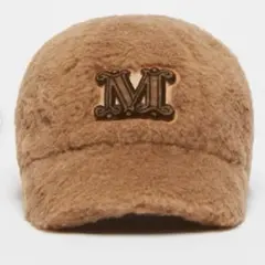限定値下げ！新品未使用！Max mara ベージュ Mロゴ刺繍 ファーキャップ マックスマーラ Max Mara MAX MARA ベースボールキャップ