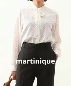 美品☆ martinique マルティニーク デシンドットボウタイブラウス 白