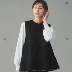 ユナイテッドアローズ　ペプラム ニットベスト ‐ウォッシャブル‐ネイビー　　今季