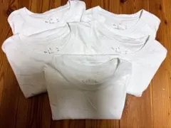 無印良品 MUJI 脇に縫い目のないクルーネックTシャツ 白5枚セット Lサイズ