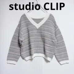 【studio CLIP長袖ニット】スタジオクリップ＊長袖セーター＊ボーダーF