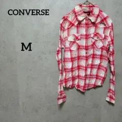 CONVERSE　コンバース　チェックシャツ　長袖　赤系　Mのサムネイル