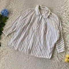 極美品　Chesty チェスティ　長袖ブラウス　ストライプ　フリンジ　白　1 Sのサムネイル