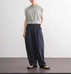 KBF◆エンブロイダリーコクーンパンツ ネイビー