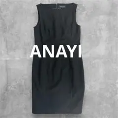 アナイ ANAYI ノースリーブ ひざ丈ワンピース ネイビー 38 - メルカリ