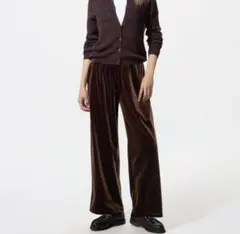 UNIQLO ソフトベロアイージーパンツ ブラウン