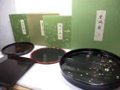 高級 象彦 木製漆器 大内重 三段重箱 うるし塗 黒塗朱内 金銀箔蒔絵桜