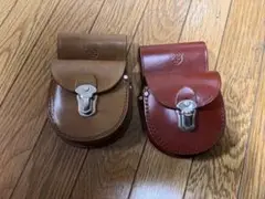 昭和レトロ　牛皮コンベックスケース　２個