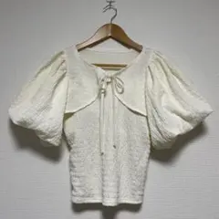 アイボリー キャミソール　パフスリーブ セットアップ