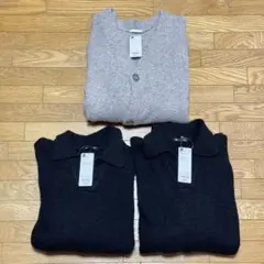 【処分価格】GU ニット3点セット L 黒ポロ カーディガン まとめ売り