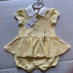 【新品未使用】Ralph Lauren イエローチェックロンパース 9M