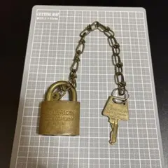 実働品・鍵付】米軍 USN 刻印 アンティーク 南京錠 真鍮製