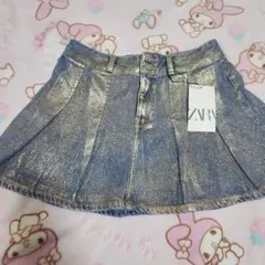 【新品未使用】ZARA ラメ スカート XS ゴールド