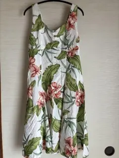 フラワープリント ノースリーブ ミニワンピース