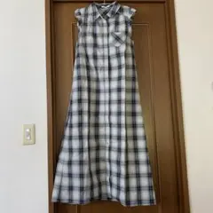 チェック柄ノースリーブシャツワンピース