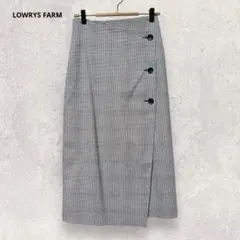 ローリーズファーム ロングスカート ラップ風 千鳥格子 グレー M シンプル