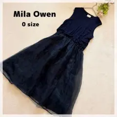 【ミラオーウェン】ドッキングワンピース 0 ネイビー フォーマル 高見え 上品