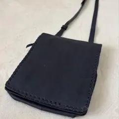 本革 レザー ショルダーバッグ ブラック 編み込みデザイン インド製