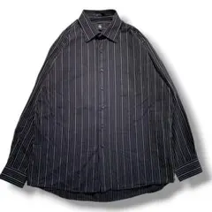 F931　【即購入OK】Calvin Kleinストライプシャツ　XL　ブラック