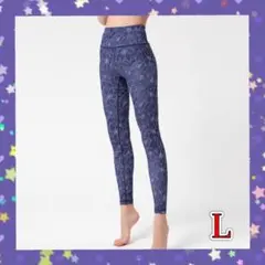 L ネイビー 花柄 スポーツウェア 美脚 ヨガ レギンス スパッツ フィットネス