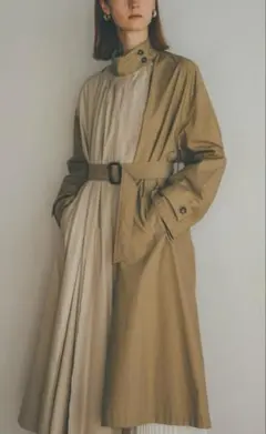 【美品】CLANE クラネ プリーツコート ベルト付 ベージュ