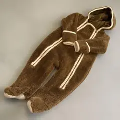 フェリシモ 70cm ベビー もこもこ ロンパース カバーオール ブラウン