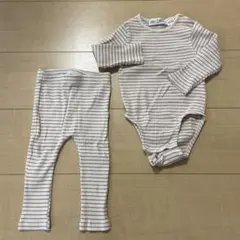 ZARA 2点セット ロンパース パンツ 74cm ボーダー リブ素材