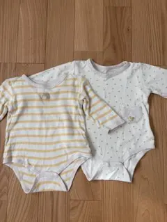 長袖ボディスーツ2枚セット（ストライプ・ドット）