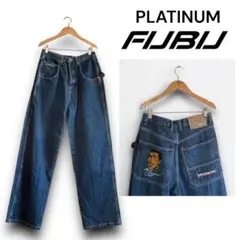 極美品☆PLATINUMFUBU モハメド・アリ 刺繍 デニムパンツ ワイド　Mのサムネイル