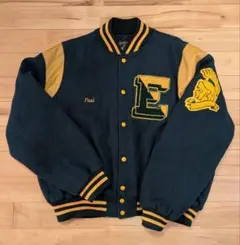 USA製 90s HOLLOWAY ウールスタジャン 緑 ゆるだぼ