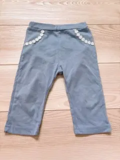 グレー 花柄ポケット パンツ 90cm