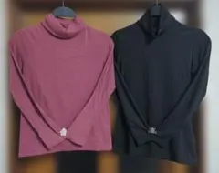 ドット柄 タートルネック 長袖カットソー 2枚セット UNIQLO shuca