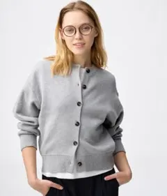 GU スウェットライクニットドルマンスリーブカーディガン　グレイ　Mサイズ