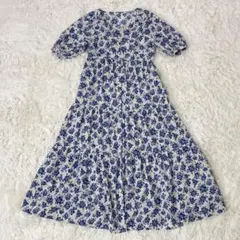 GU ジーユー ワンピース 半袖 花柄 ロングワンピース M ロング ロング丈