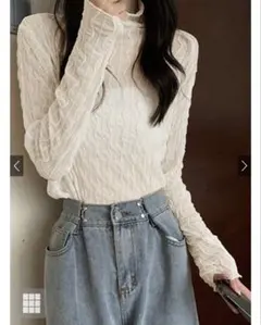 GRL ウェーブモックネックメロウシアートップス[dk909]