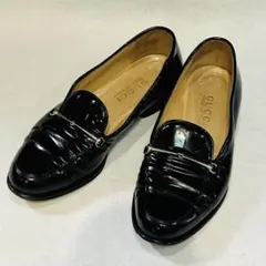 GUCCI グッチ 黒革 エナメル ローファー　約23センチ
