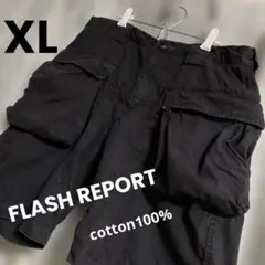 FLASH REPORT　メンズビンテージ風カーゴハーフパンツ黒XL usedのサムネイル