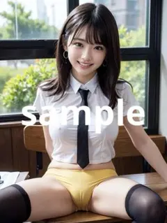 ホワイトシャツ＆イエロー水着の女性 グラフィックアート