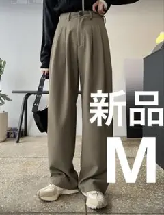 【新品】タックワイドパンツ M 〈コーヒーブラウン〉