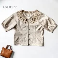 PINK HOUSE ピンクハウス 薄手ジャケット ベージュ M 五分袖 春夏のサムネイル