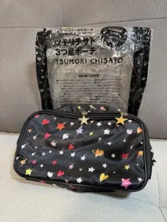 ツモリチサト　星とハート柄 ポーチ ブラック　178