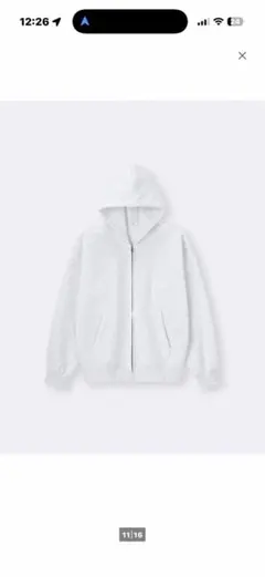 グレー フルジップ ヘビーウェイトスウェットパーカー